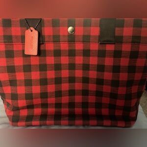 Coach Red and Black Checkered Tote